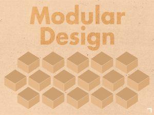 Modular Design lettering above a repeated arrangement of geometric blocks
