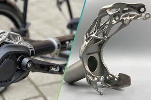 Comparison of a conventional mechanical assembly and a lightweight generatively designed metal component