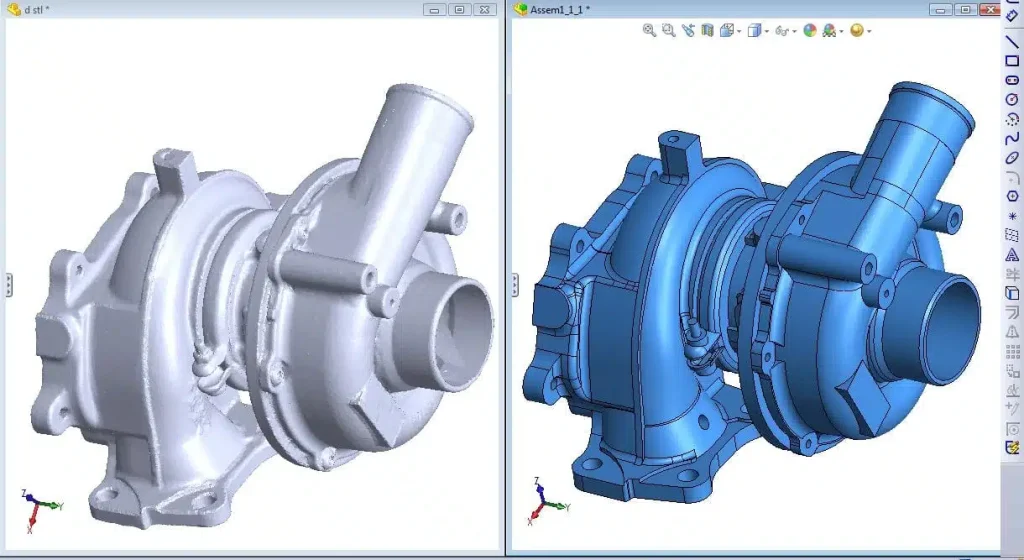 High-resolution 3D scanning process for reverse engineering of mechanical components