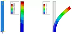 Comparison of linear and nonlinear finite element analysis results for structural deformation