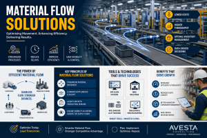 Warehouse material flow system with RFID tracking and automated inventory management