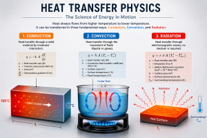 Engineering diagram showing conduction, convection, and radiation heat transfer mechanisms in industrial systems.