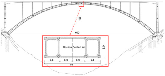 Engineering illustration showing bridge structure design with load distribution and main components