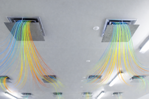 CFD thermal simulation showing airflow and temperature distribution in engineering equipment