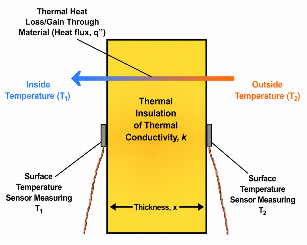 Heat transfer through steel structures and industrial insulation systems demonstrating differences in thermal conductivity and energy efficiency