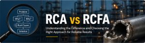 RCA vs RCFA comparison showing process investigation and engineering failure analysis for industrial equipment