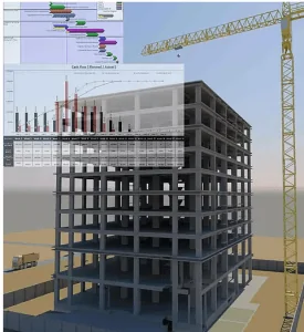 4D construction simulation showing building sequence and project scheduling visualization